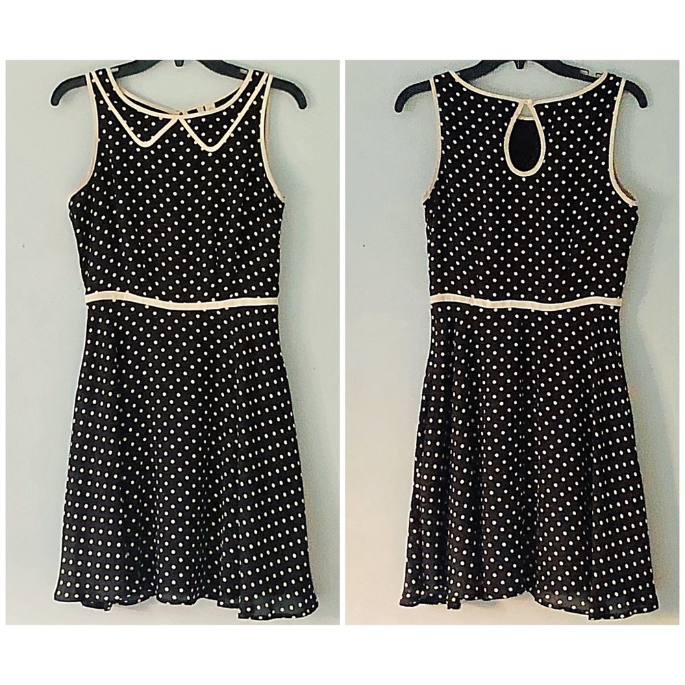 Lauren Conrad Polka-Dot Dress Black and Ivory